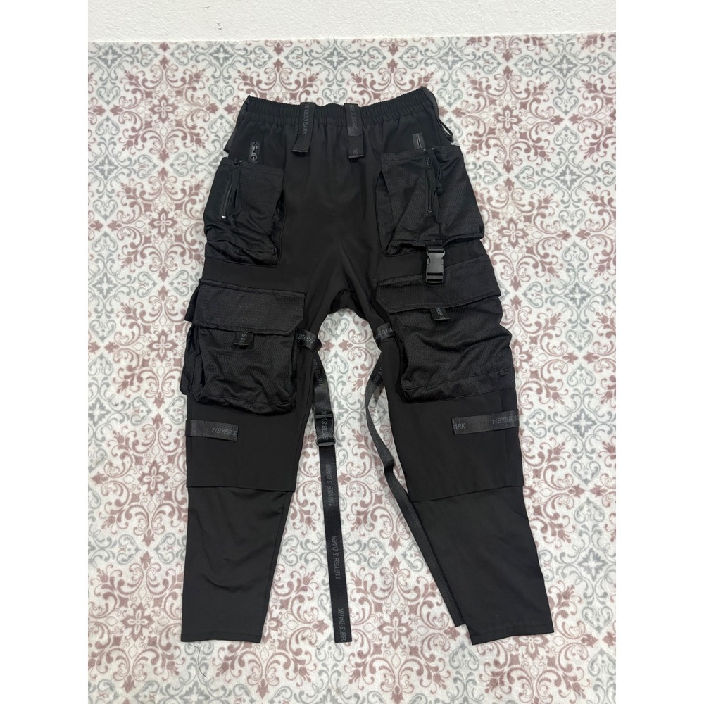11 BYBB'S DARK Mens Black Techwear Cargo Pants Suspended Straps